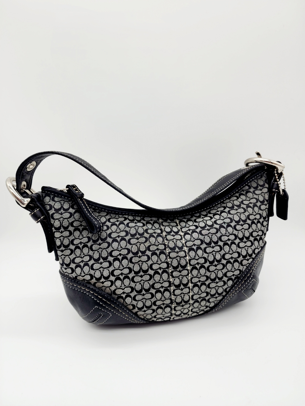 Coach 2154 Vintage Mini Hobo Signature Monogram Grey Black - Picture 14 of 16